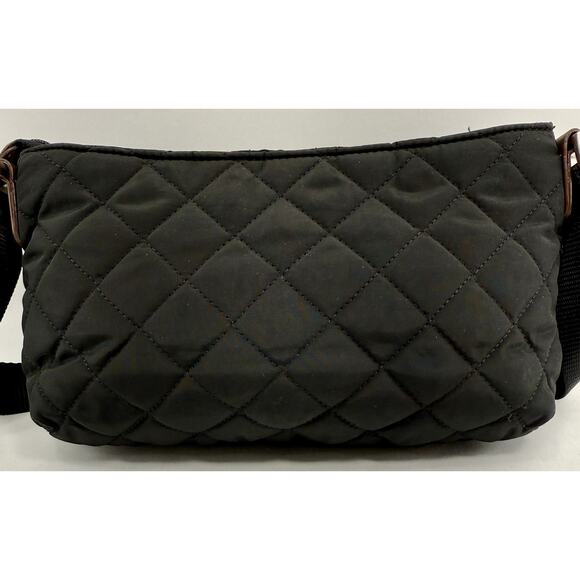 Old Navy Clutch Shoulder Bag Quilted Black Faux Fur Trim Winter EUC - Picture 4 of 10